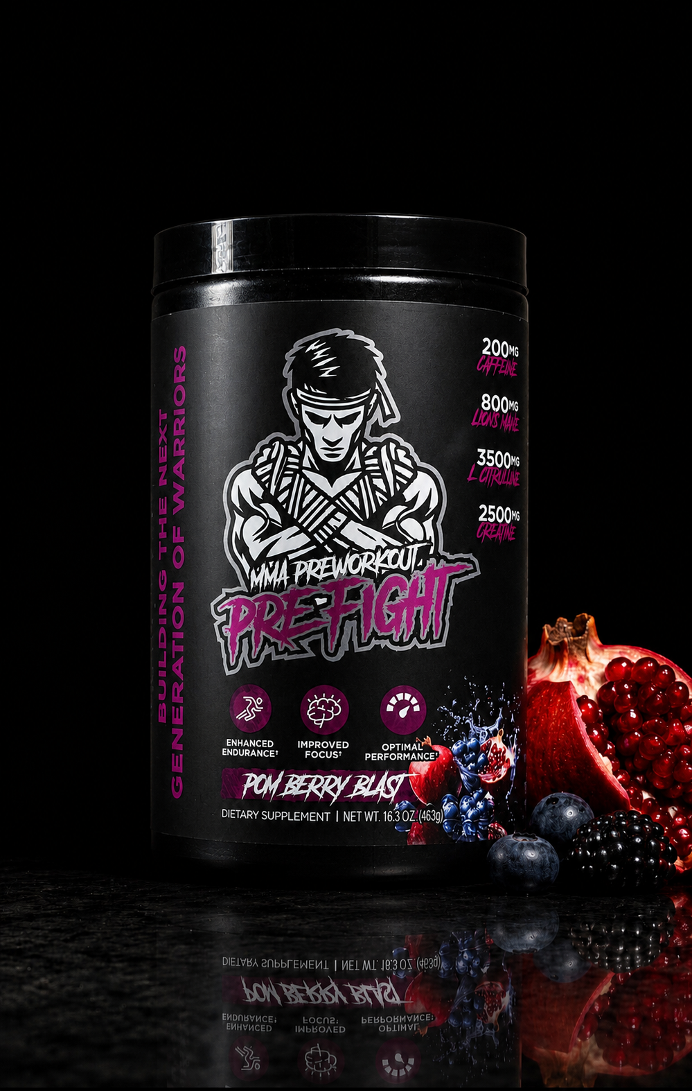PRE-FIGHT | MMA Pre Workout for Fighters | Focus, Energy & Endurance Formula | PomBerry Blast (30 Servings)
